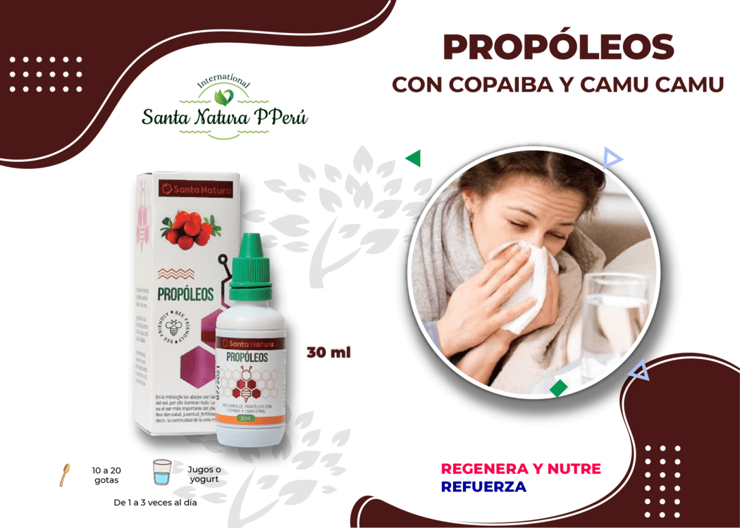 PROPÓLEOS CON COPAIBA Y CAMU CAMU – Santa Natura PPerú International | Vida  y Salud | Productos Naturales